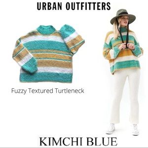 NWT Kimchi Blue Fuzzy Striped Turtleneck Sweater